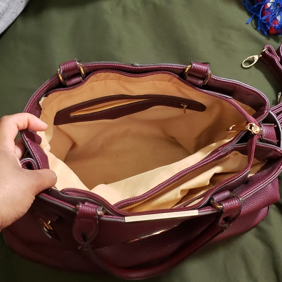 Red Gently Used Purse with Gold Accents - Picture 3 of 7